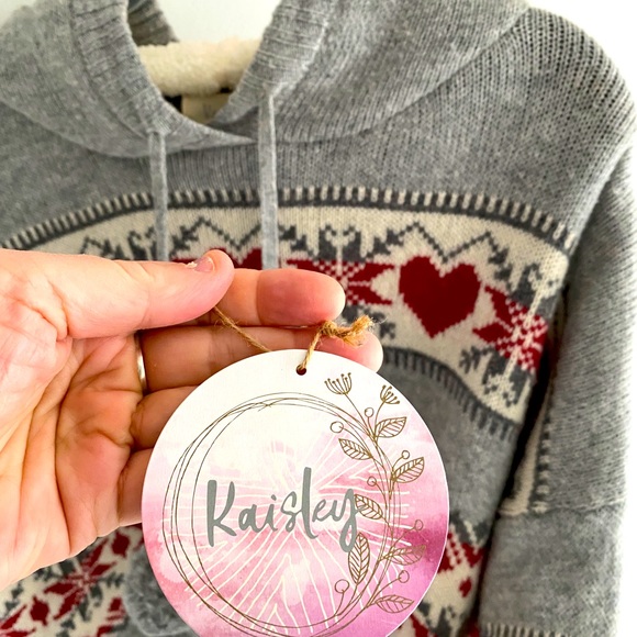 Kaisley grey, white and red sweater, small, with hood & Pom Poms. Adorable.(NWT) - Picture 4 of 10